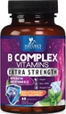 B Komplekse vitaminer kapsler - med vitamin B12 B6 B100 C biotin folat & folinsyre - supplement til hjerte, hjerne, & nerve support - Super Complex B- kompleks til immun- og energistøtte - 60 kapsler