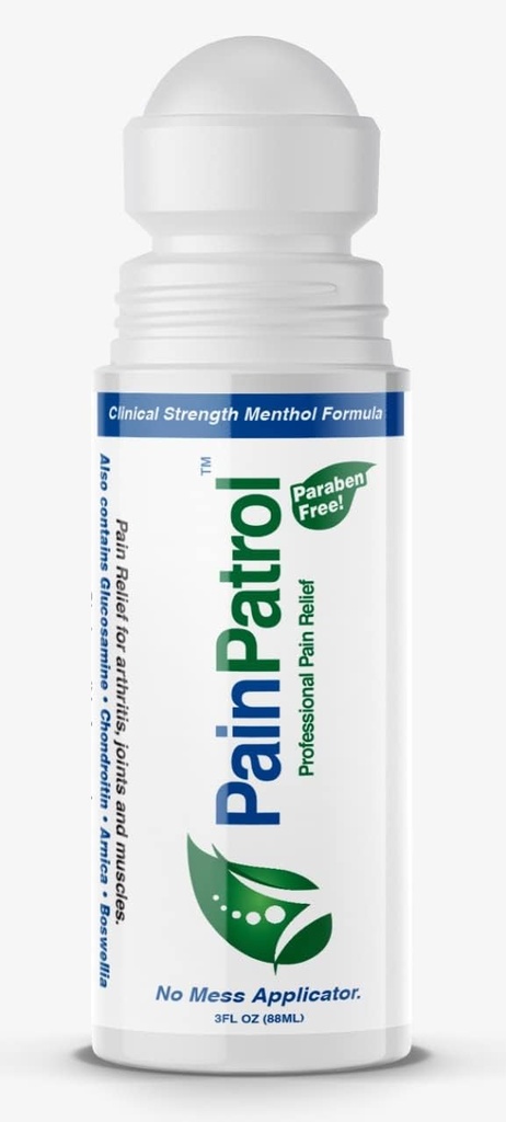 PainPatrol, Pain Relief Gel, Cooling Gel w 8,5% Menthol, 3 oz Roll- on for muskelsmerter, Fælles & Ryg Smerte, Tematisk Analytisk, Hurtigvirkende, Langvarig Smerte Reliever Cream (3 OZ)