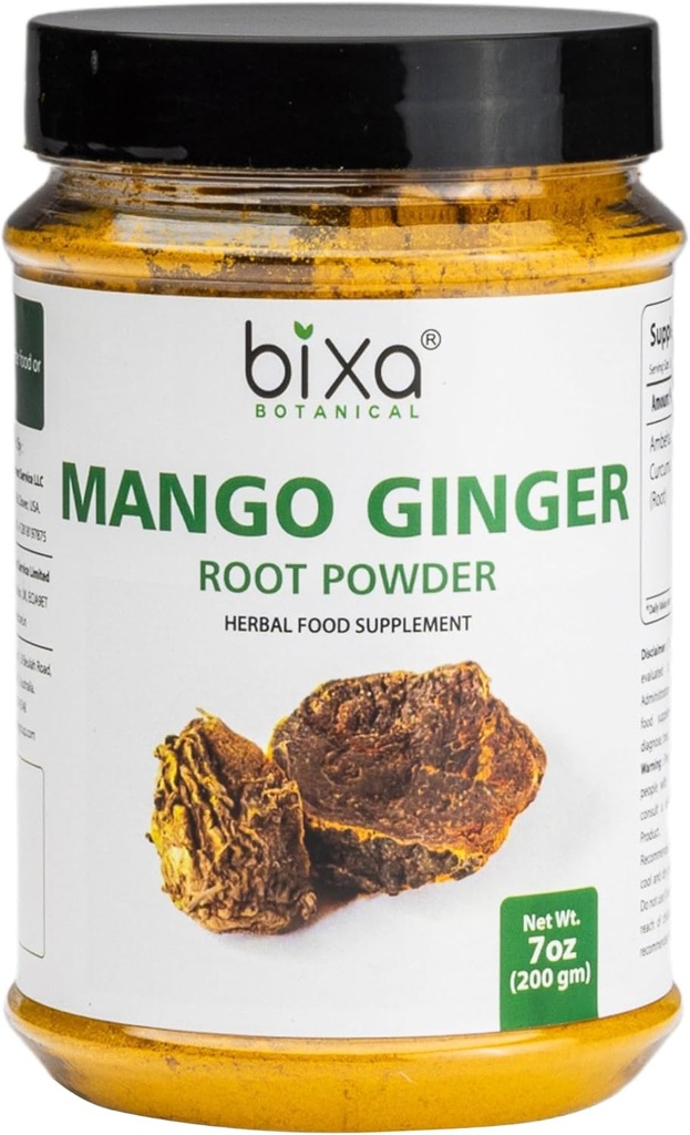 bixa BOTANITIC Mango Ginger Root Powder Б124; Curcuma Amada Б124; Ambehaldi БAyurvedic Herbal Support 124; 200 Bedste / 7 OZ Б124; Gluten Free, Non- GMO, Steam behandlet, Vegan, 100% Pure.