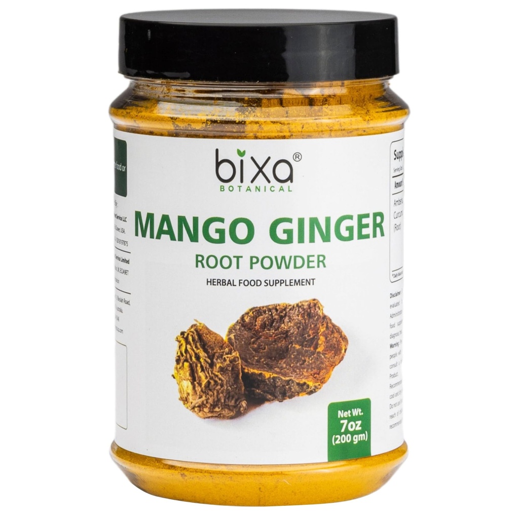 bixa BOTANITIC Mango Ginger Root Powder Б124; Curcuma Amada Б124; Ambehaldi БAyurvedic Herbal Support 124; 200 Bedste / 7 OZ Б124; Gluten Free, Non- GMO, Steam behandlet, Vegan, 100% Pure.