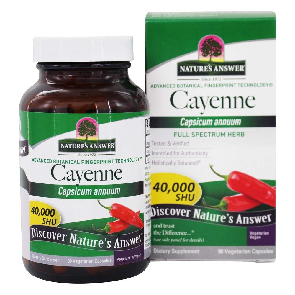 Naturens svar Cayenne Pepper Powder Capsule Supplement, 90- Greve # 124; Natural Metabolisme Booster # 124; Fremme Kardiovaskulær Sundhed # 124; Hjælper med fordøjelse & cirkulation (pakke med 1)