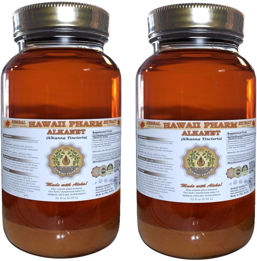 Alkanet Liquid Extract, Alkanet (Alkanna Tinctoria) Root Tincture Herbal Supplement 2x32 oz Unfiltered