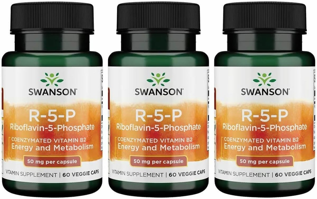 Swanson R- 5- P (Riboflavin- 5- phosphater) - vitamin B2 supplement fremme energi, Metabolisme og Vision sundhed - Natural Wellness Formel - (60 kapsler) (3 Pack)