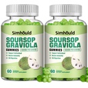 Simhould 2 Pack Soursop Graviola Gummies - 3000mg Extra Strength Soursop Leaves Supplement with Vitamin C, Zinc - Digestive Aid, Immune Support & Antioxidant - Sugar-Free, Non-GMO, Vegan, 120 Counts