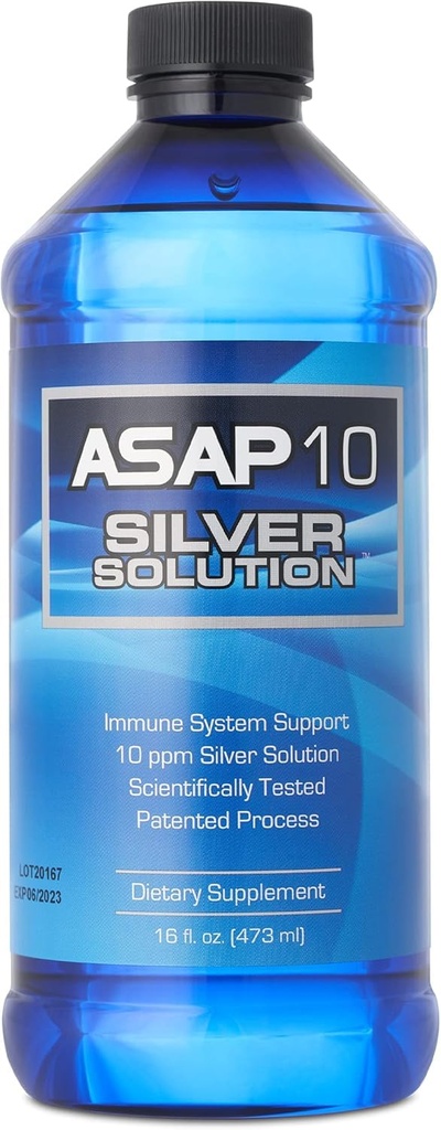 American Biotech Labs - ASAP 10 Silver Solution - Immunsystemet Support, 10 ppm Sølv Solution Kosttilskud - 16 fl. oz.
