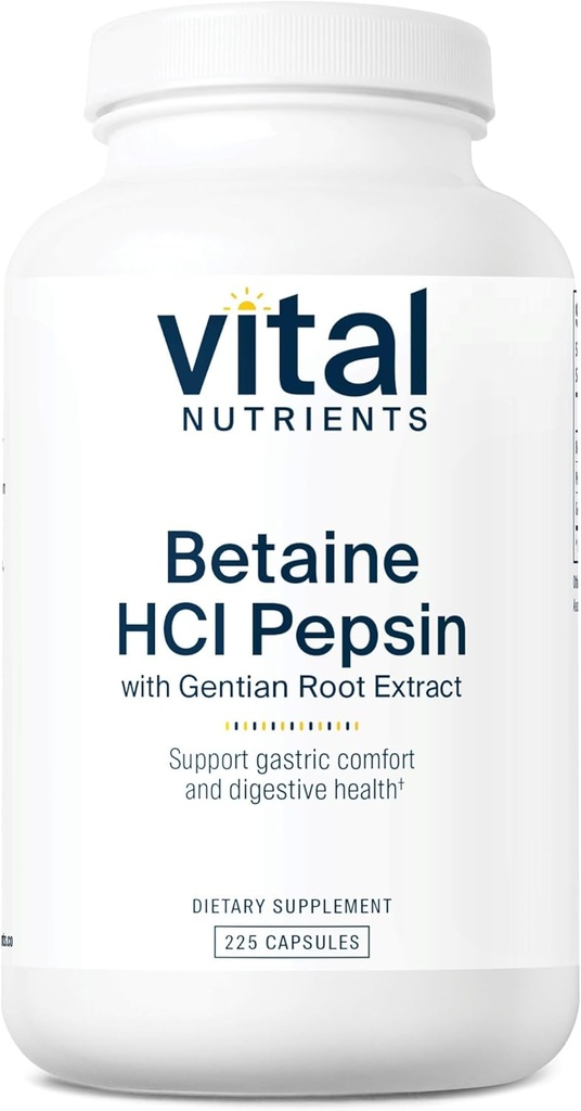 Vital Nutrients Betaine HCL Pepsin med Gentian Root Extract