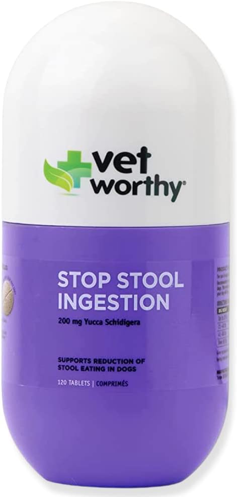 Vet Worthy Stop Forstoppelse -Coprophagia - Hunde supplement til at forhindre afføring - Dog tillæg med Yucca Schidigera, Persille Leaf, Kamille, Thiamin - Lever flavor, 120 tyggetabletter