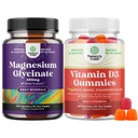 Bundle af Pure Magnesium Glycinat 400mg Per servering til Mood Sleep og Afslapning og D3- vitamin gummier til daglig wellness eller knoglermuskel & immunforsvar