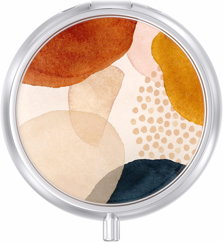 Pill Case, Cute Travel Pill Box til purse, Fugt Bevis Lille Medicine Holder, Bærbar Pocket Medicine Organizer Dispenser til at holde vitaminer, Torve Lever Oil, Kosttilskud, Simple Abstract Art