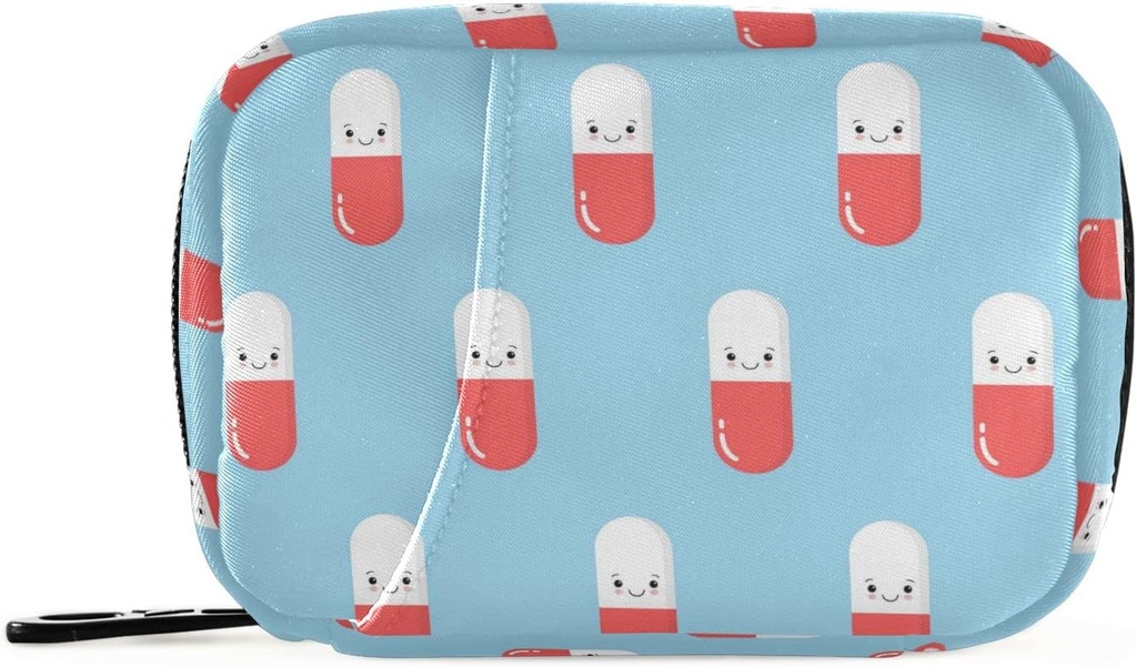 Naanle Cute Pink Pill Box 7 Dag Case Bag Travel Organizer med lynlås Portable Ugentlig Compact Størrelse for Vitamin Supplement Holder A Cartoon Blue 4.6 x 3.14 x 1.88 Tommer 0,12 kg