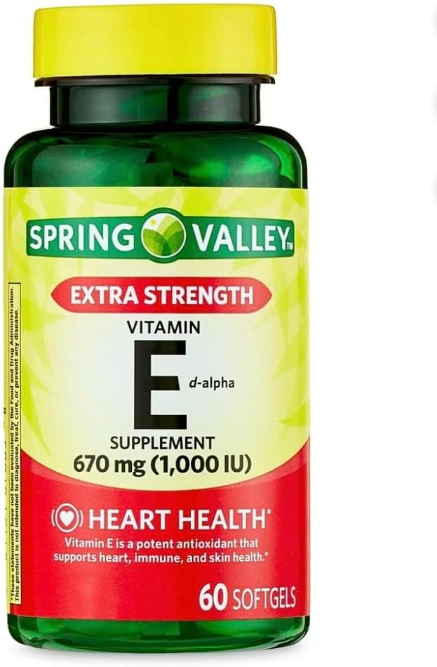 Spring Valley Extra Strength Vitamin E D- Alpha Softgels, 670 mg (1. 000 IE), 60
