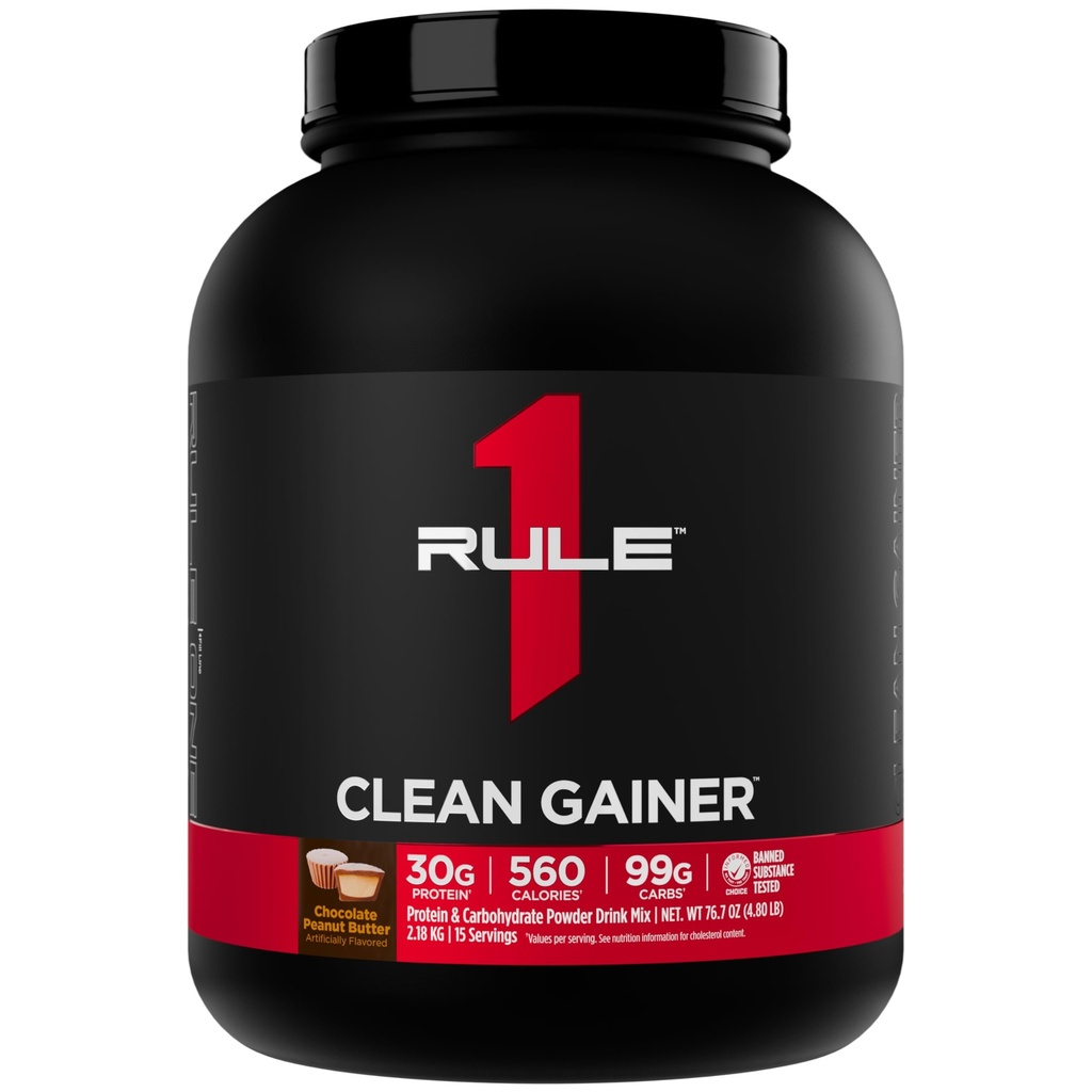 Regel 1 Clean Gainer - High- Protein Lean Gain Formel med 560 kalorier, 30g Full- Spectrum Protein, Over 90g Carbs, Under 6g fedt (15 Servere, Chokolade Peanut Butter)