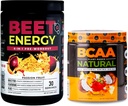 Nutrologi Beet Natural O2, Pre Workout Powder, Passion Fruit Flavor (30 Servere) BCAA Natural, Plant Based BCAA Powder, Orange Coconut Flavor (30 Servere)