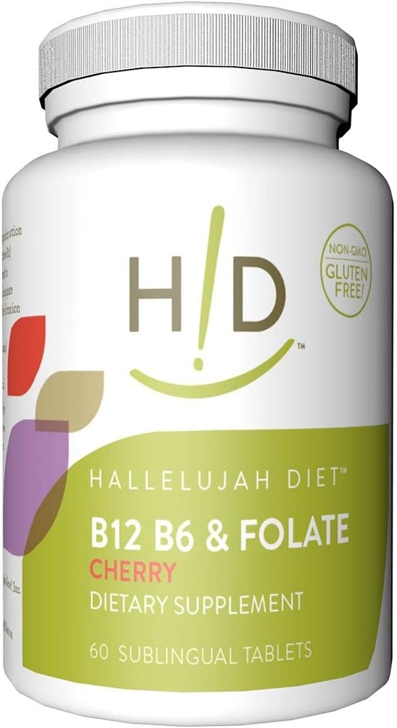 Halleluja Diet B12, B6 & Folate Kosttilskud • Kirsebærsmag Sublingual Vitaminer (60 tabletter)
