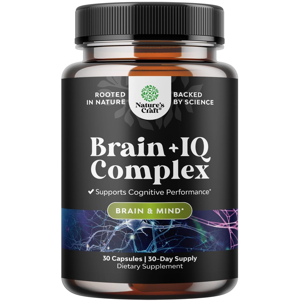 Nootrop Memory Support for Brain Support - Memory Pills for Brain Boost og Natural Energy Booster - Vitamin B 12 Bacopa Monnieri Rhodiola Rosea DMAE Ginkgo Biloba Phosphatidylserin Supplement