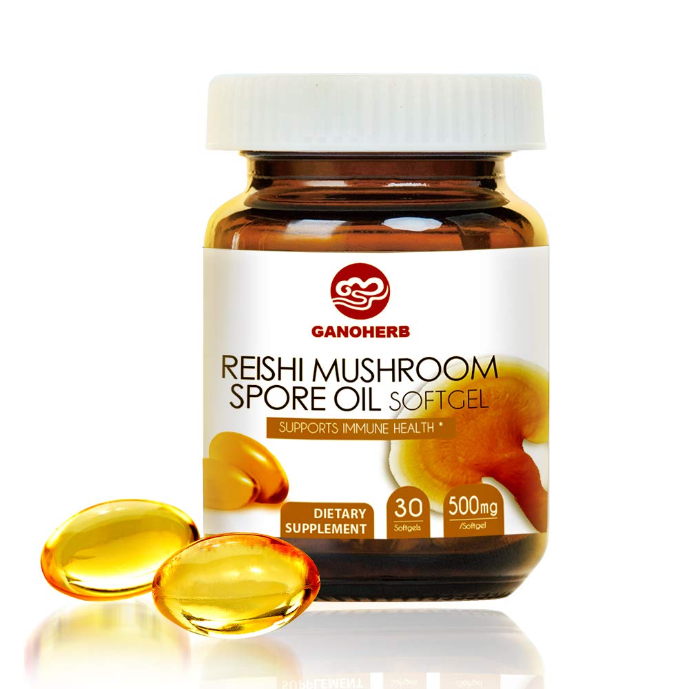 Organic Reishi Mushroom Spore Oil Supplement- USDA Ganoderma Lucidum Extract Capsule- immunsystem Natural Energy for Wellness & Lever Support- Vegan, Non- GMO Gluten Free, 30 Veggie Softgels