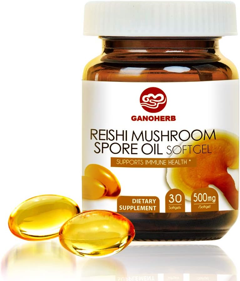 Organic Reishi Mushroom Spore Oil Supplement- USDA Ganoderma Lucidum Extract Capsule- immunsystem Natural Energy for Wellness & Lever Support- Vegan, Non- GMO Gluten Free, 30 Veggie Softgels
