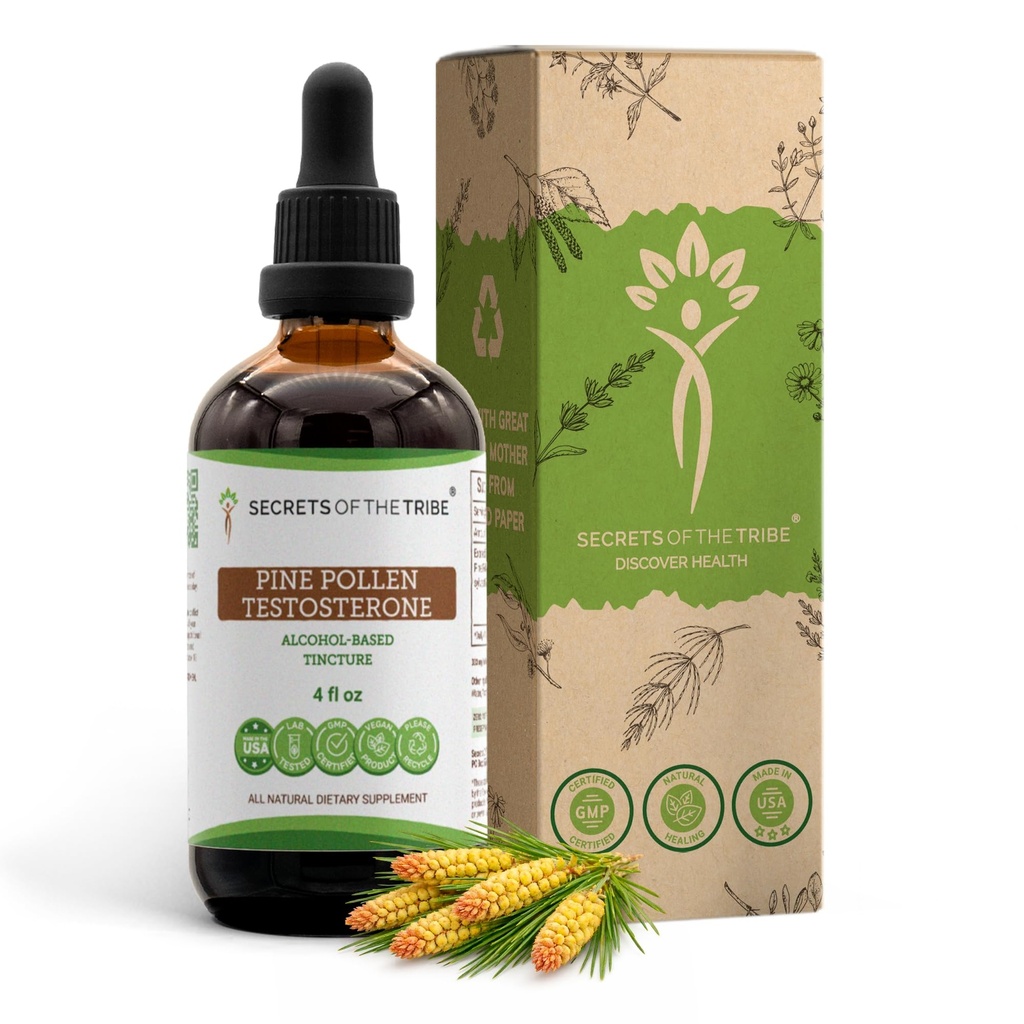 Hemmeligheder ved Tribe Pine Pollen Testosteron Tincture Alkohol Extract, Wildcrafted Pine Pollen (Scots Pine, Pinus sylvestris) Tørret Pollen (4 FL OZ)