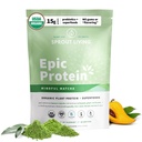 Sprud Living Epic Protein, Plant Based Protein & Superfoods Powder, Mindful Matcha Budd124; 17 Grams Organic Protein Powder, Vegan, Non- GMO, Gluten Free, Adaptogens + Nootropics (1 Pound, 12 Servere)