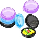 Patelai 6 Pakker Lille Pill Organizer Box, Travel Pill Container Portable Daily Mini Medicine Case Holder for Pocket Purse Briefcase Travel Medicine Cod Lever Oil Storage Box (sort, lilla, blå)