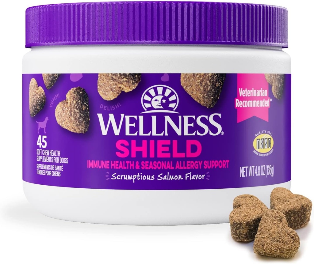 Wellness Salmon Flavored Soft Chew immun & Allergy Kosttilskud til hunde, 45 Greve