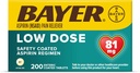 Bayer Aspirin Regimen Lavdosis Enteroovertrukne tabletter, 81 mg, 200 Tælling