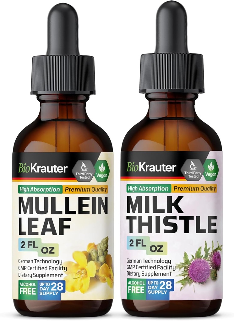 BIO KRAUTER Mullein Tinktur 2 Fl. Oz. & Milk Thistle Tinktur 2 Fl. Oz.