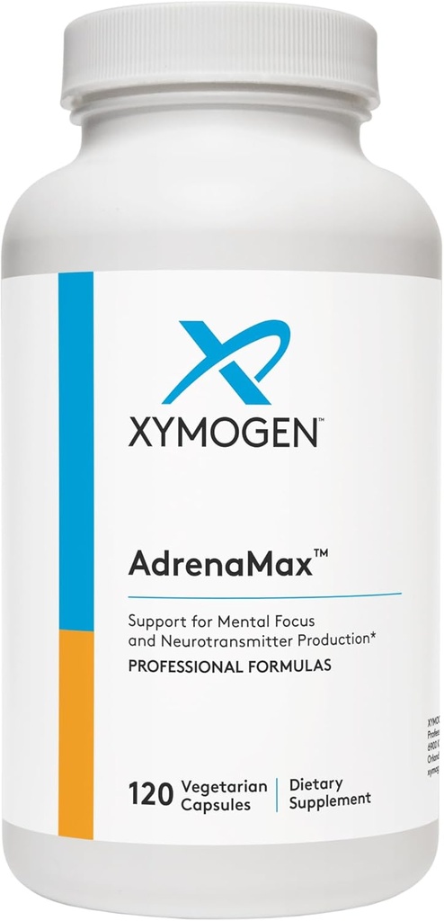 XYMOGEN AdrenaMax - L- Tyrosin + N- Acetyl- L- Cysteine NAC Supplement - Support for Food, Focus, Alerness og Neurotransmitter Produktion - Hjælp med at opretholde sunde niveauer af dopamin (120 kapsler)