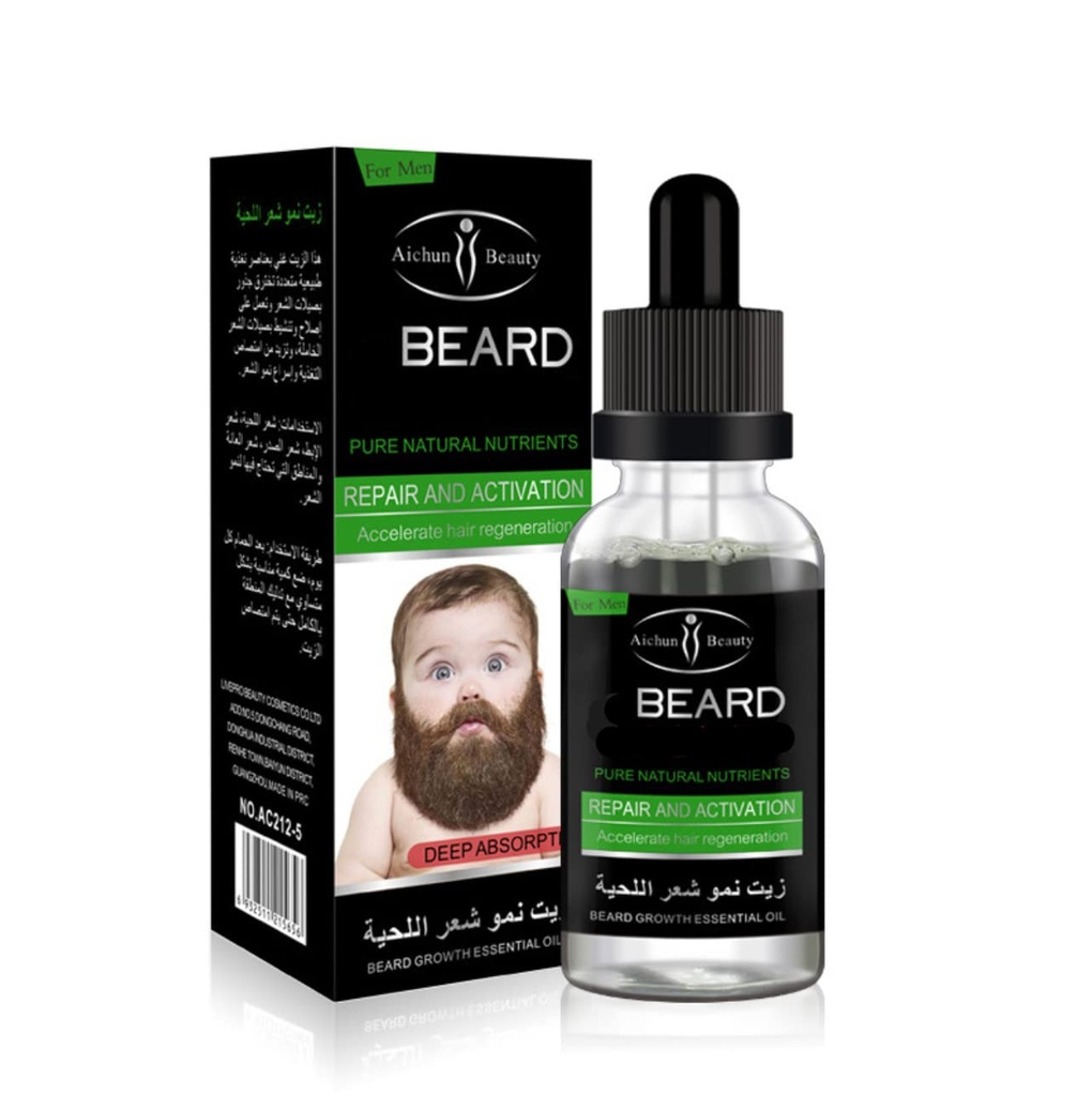 AICHUN BEAUTY Beard Grow Oil ttesmå 124; Ansigtshår Supplementet 124; Tykker Beard Care be 124; Herre hårvækst Vitaminer 30ml / 1.01oz