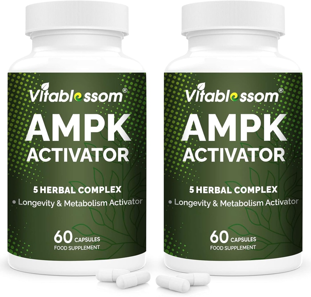 AMPK Activator Supplement, 5 i 1 Jiaogulan Gynostemma AMPK Metabolic Activator 120 Vegetar Kapsler (120 Tæl (pakke med 2))
