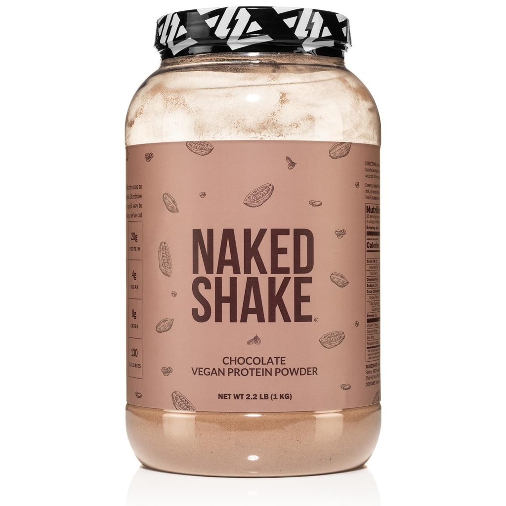 Nøgen Shake - Chokolade Protein Powder - Plant Based Protein Shake med Mct Oil, Gluten- Free, Soy- Free, Ingen Gmos eller kunstige sødestoffer - 30 Servere