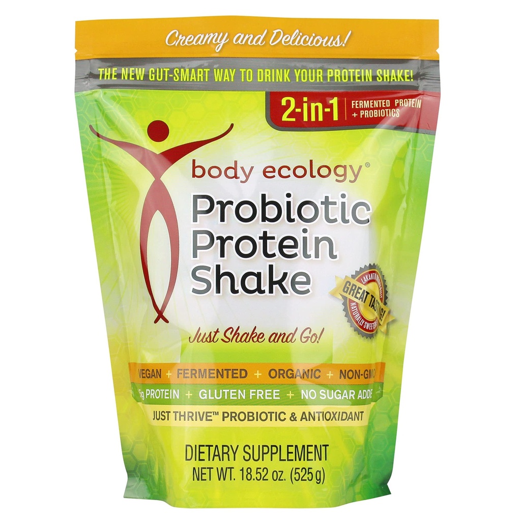 Krop Økologi Probiotisk Protein Shake Powder • 124; Fermenteret Protein Kosttilskud • 124; Non- GMO • 124; Gluten Free • 124; Soy Free • 124; Ingen Sukker Tilføjet • 124; 15g Protein • 124; Protein Powder • 124; Resealable 18.52 OZ