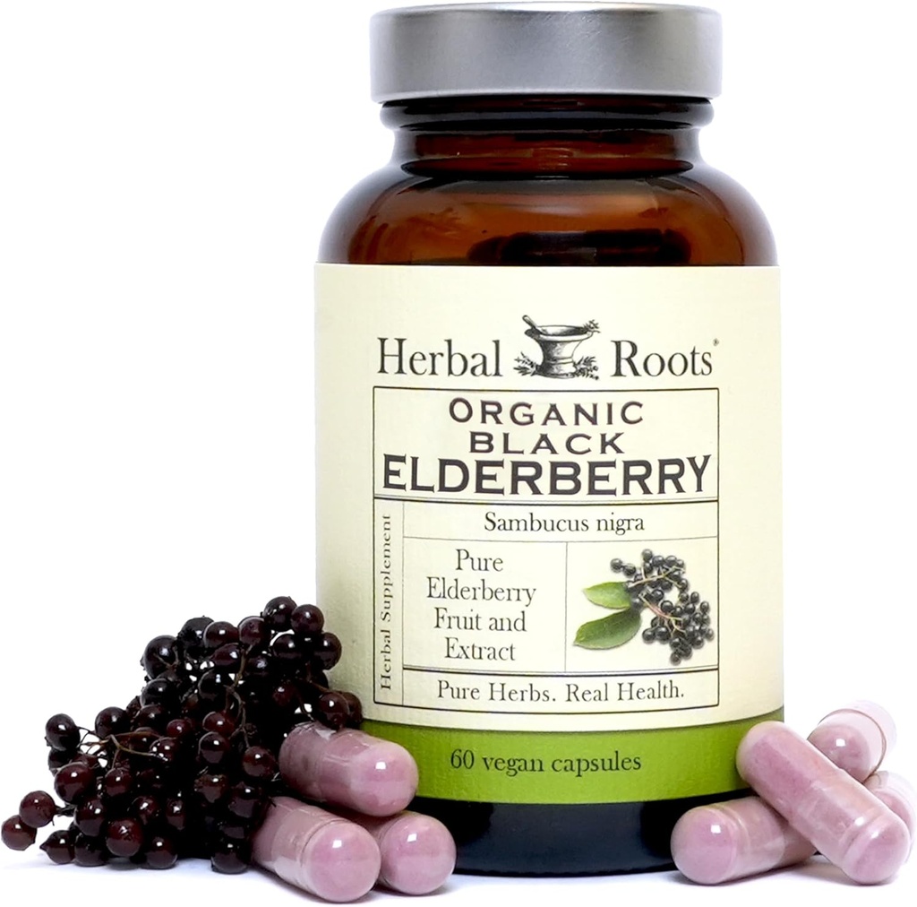 Urteudtræk Organic Black Elderberry Capsules Note 124; Max Strength Note 124; Lavet med Organic Sambucus