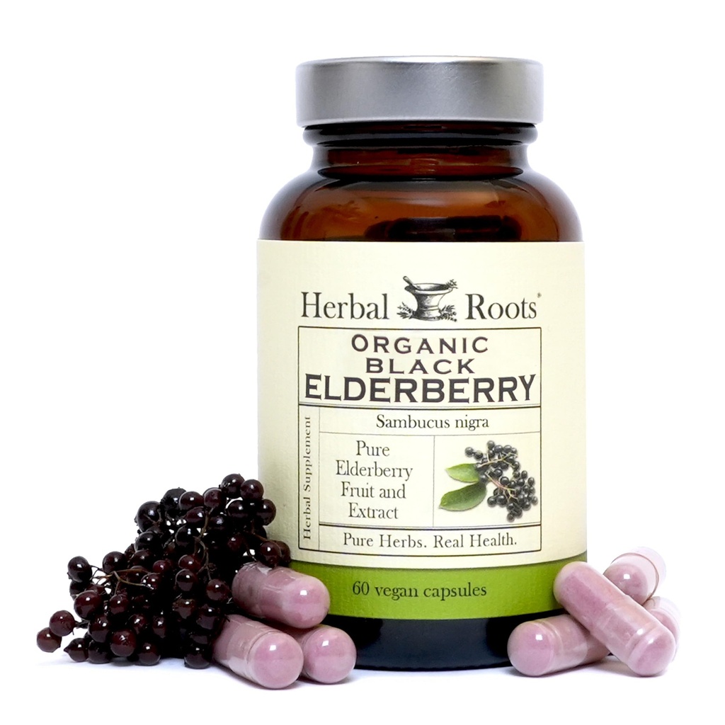 Urteudtræk Organic Black Elderberry Capsules Note 124; Max Strength Note 124; Lavet med Organic Sambucus
