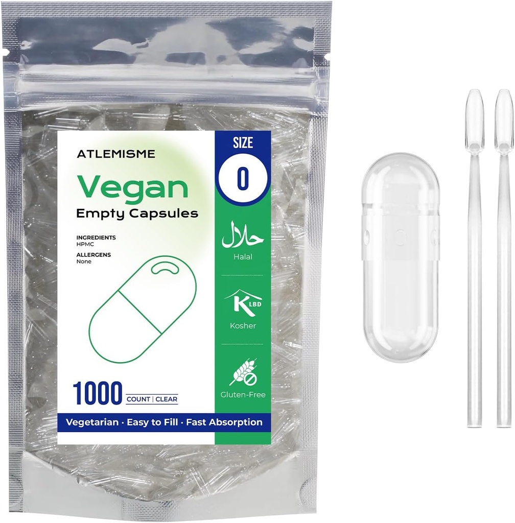 Tomme Veganske Kapsler Størrelse 0 - Veganske Kapsler Tomme (1000 Tæl) gør det selv vegetabilsk Kapsel Fyldning