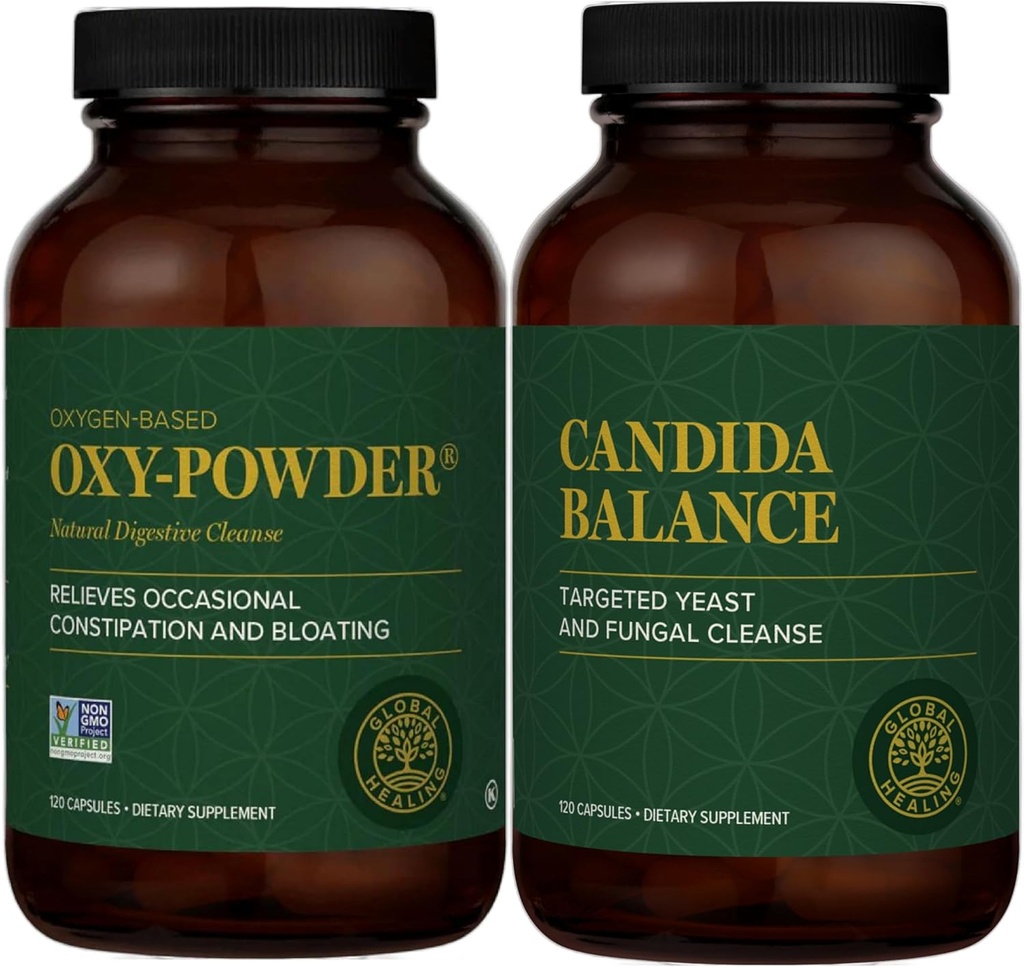 Global Healing Center - Oxy- Powder & Candida Cleanse Kit - Colon Cleanser og afgiftning for Natural Candida Cleanse