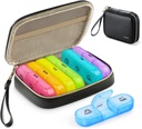 AUVON Weekly Pill Organizer 3 gange om dagen, Stor Pill Box 7 dag med en PU læderpose, Protabel Travel Pill sag Medicin Reminder, Daily Pill Box 3 gange om dagen for vitaminer, fiskeolier, kosttilskud