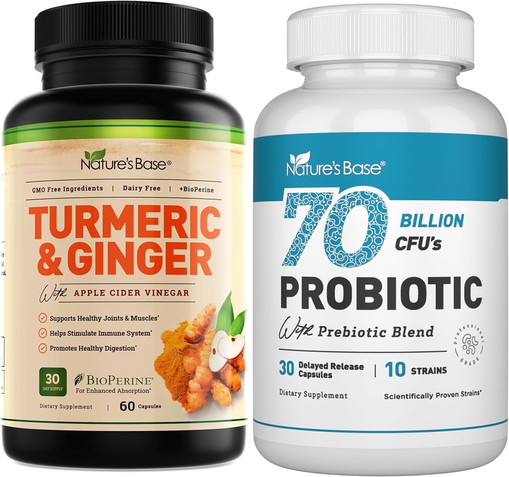 Naturens Gurkemeje & Ginger 60 ct + Probiotika 70 Millioner CFU 30 ct