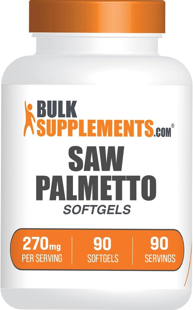 BulkSupplements.com Saw Palmetto Softgels - Saw Palmetto Supplement, Saw Palmetto 270mg - Herbal Supplement, Gluten Free, 1 Softgel per Serving, 90 Count (pakke med 1)