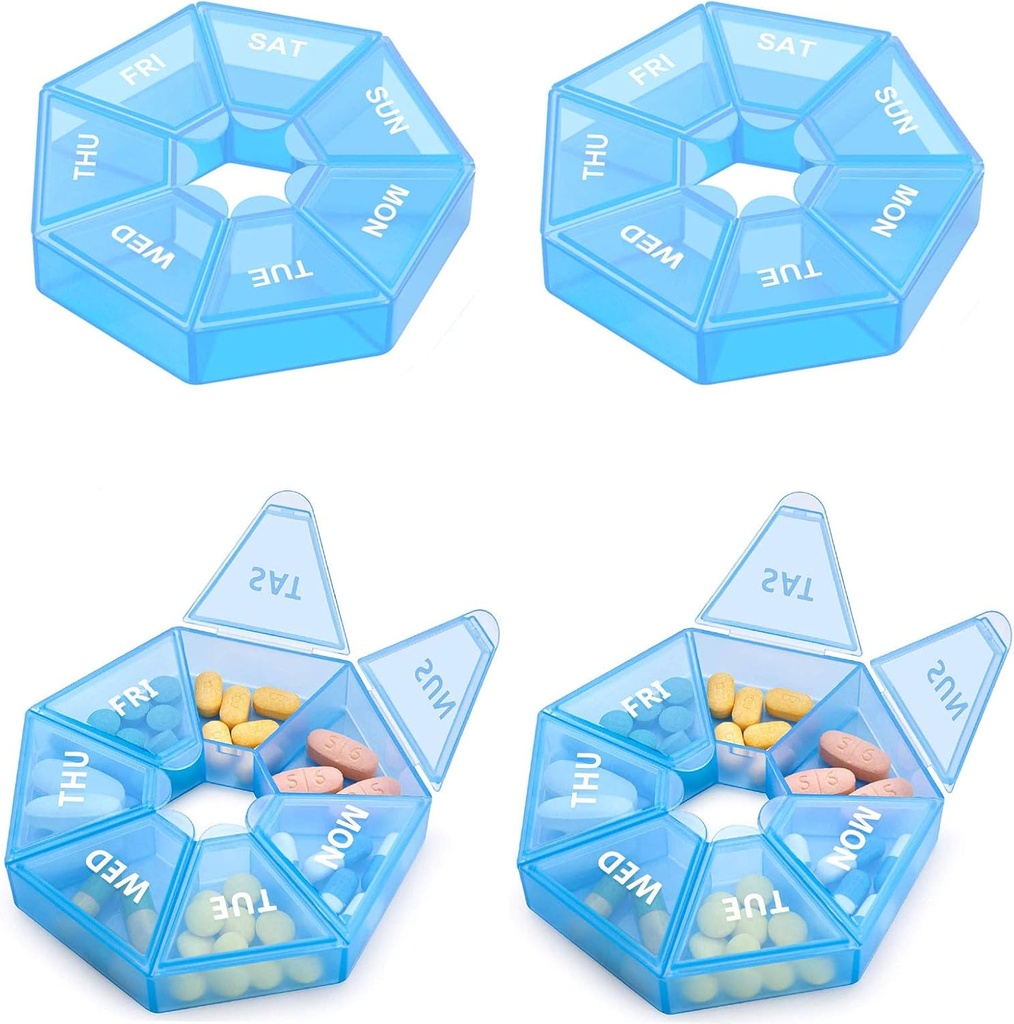 Ugentlig Pill Organizer Stor 7 dages Pill Box Organizer Daglig medicin sag for Vitamin Fish Oil Pills Kosttilskud Gigt Venlig