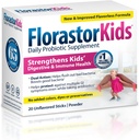 Florastor Kids Daily Probiotic Supplement, Unflavored Powder mixes with Food or Driving, Anvendelse med Antibiotika, Saccharomyces Boulardii CNCM I- 745 (20 Sachets), Pakning med 2
