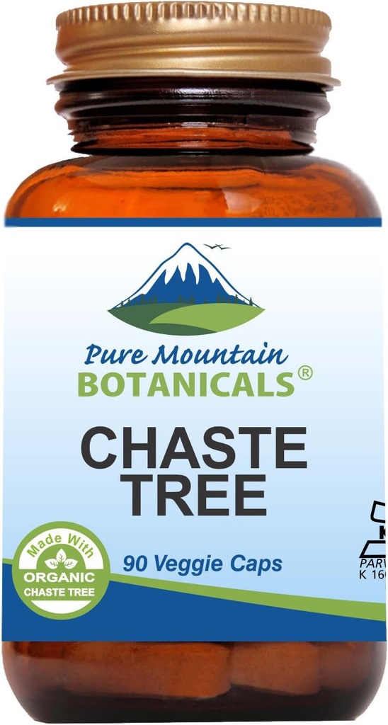 Pure Mountain Botanicals Chaste Tree Berry Kapsler - Kosher Vegan Caps med 400mg Økologisk Vitex Chasteberry Supplement