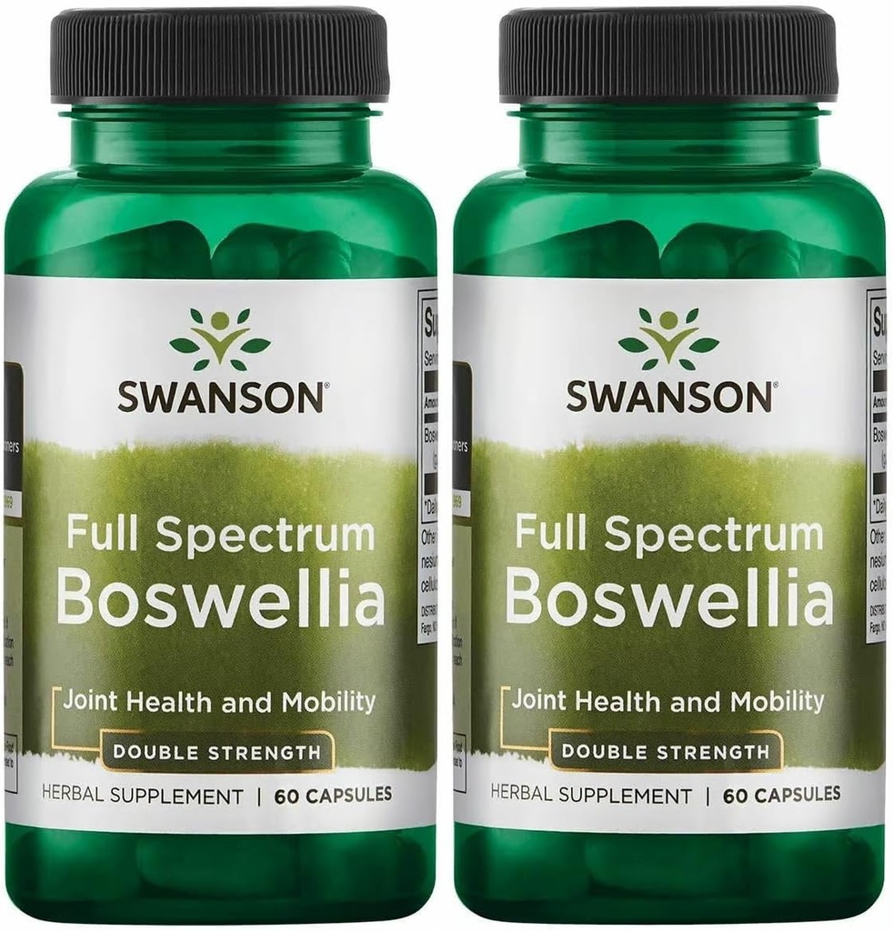 Swanson Double Strength Boswellia- Herbal Supplement Fremme fælles støtte- Ayurvedic Herb til fælles fleksibilitet og mobilitetsstøtte - Made w / Boswellia Serrata Resin- (60 kapsler, 800mg hver) 2 pakke