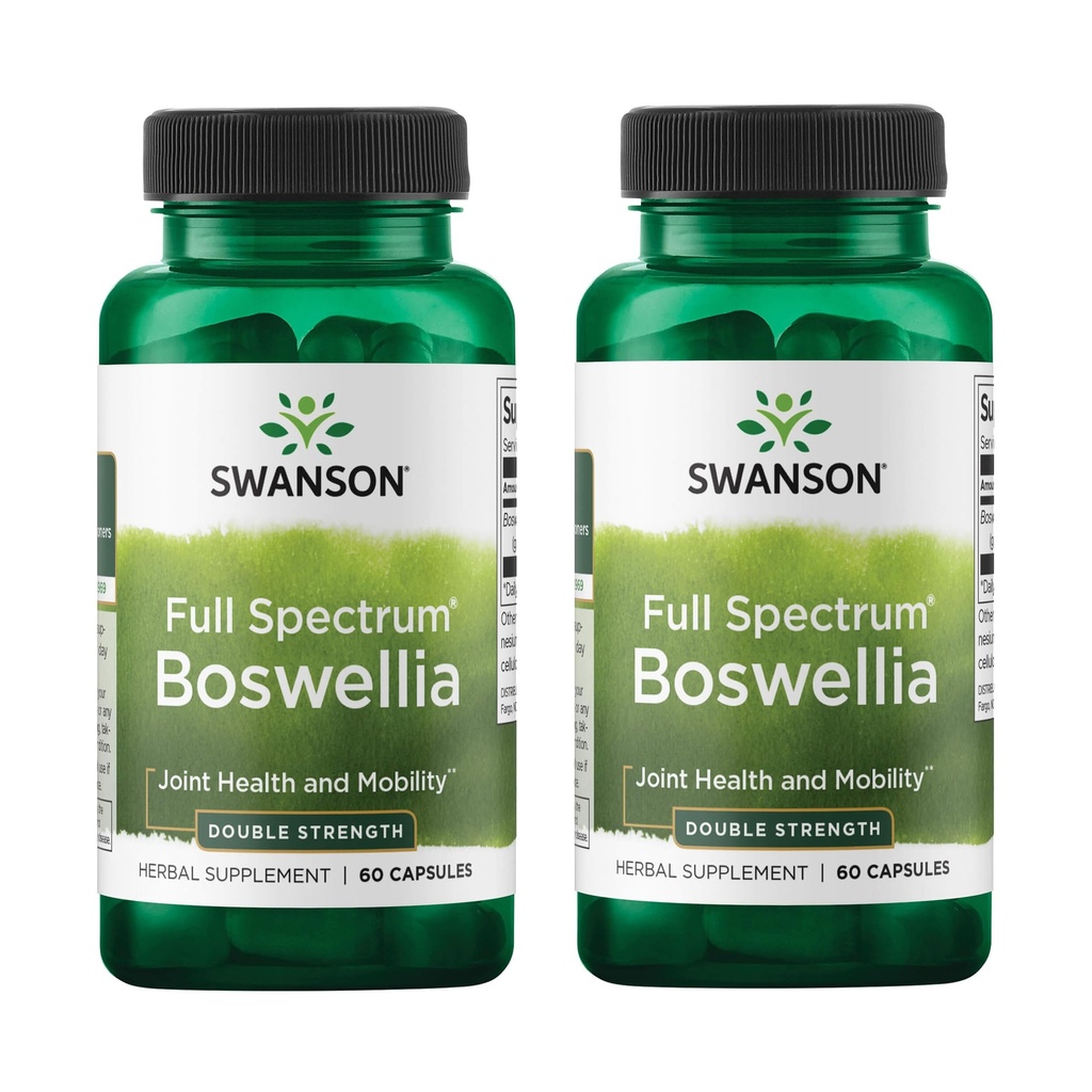Swanson Double Strength Boswellia- Herbal Supplement Fremme fælles støtte- Ayurvedic Herb til fælles fleksibilitet og mobilitetsstøtte - Made w / Boswellia Serrata Resin- (60 kapsler, 800mg hver) 2 pakke