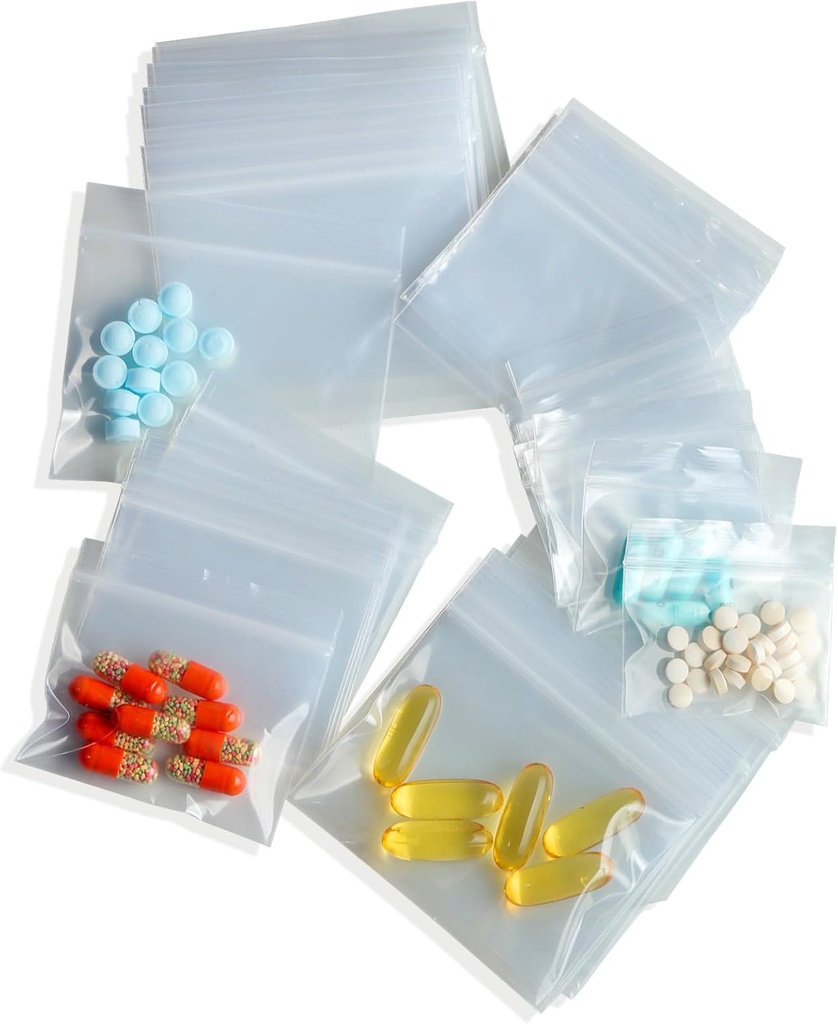 300 Pakker små pileposer, 6 mil Sturdy 3 Assorterede størrelser 2x1.85 ", 2.5x2.25", 3x2.75 "Plastic poser, Genanvendelige poser Clear Zip poser, Pill Pouch poser til rejseopbevaring Smykker og små håndværk stykker