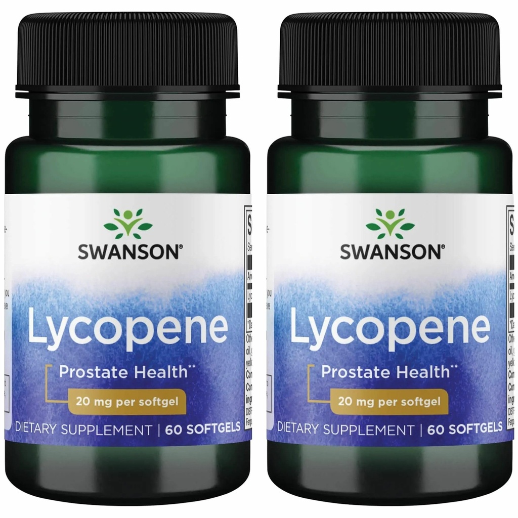 Swanson Lycopene - Natural Supplement Fremme Prostata sundhed, hjerte sundhed, & støtter blodtryk inden for det normale område - Herre sundhed supplement - (60 Softgels) 2 Pack