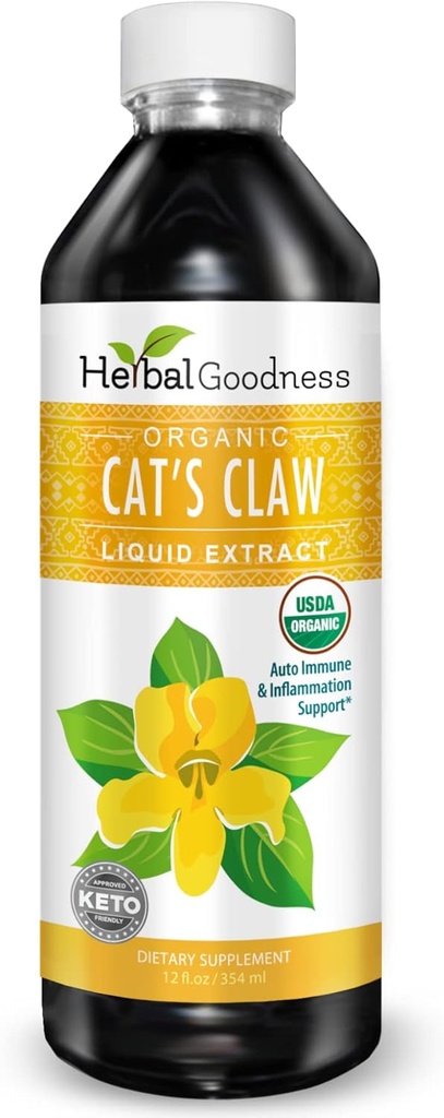 Kat 's Claw Liquid Extract - Herbal supplement til fordøjelsesbesvær Boost, Fælles / Muscle Support, Immunitet, Heart Support - Superior Absorption- Organic 12oz -23 Servere / Flaske -Made in USA -Herbal Goodness