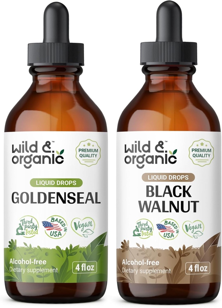Wild & Organic Goldenseal Tinktur 4 fl oz & Black Walnut Tinktur 4 fl oz