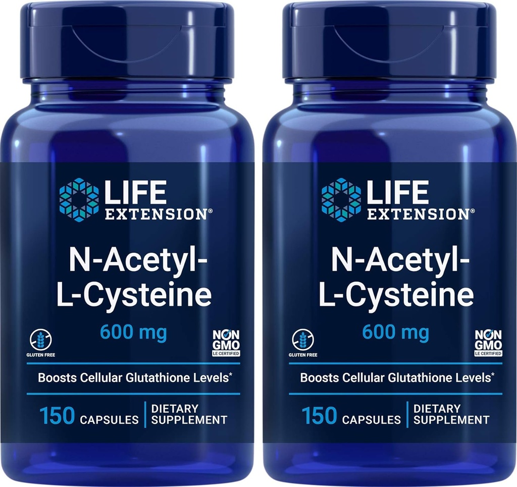 Life Extension N-Acetyl-L-Cysteine (NAC) 600mg, 150 Capsules (Pack of 2)