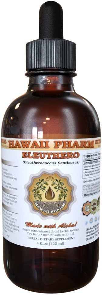 Hawaii iPharm Eleuthero Liquid Extract, Organic Eleuthero (Eleutherococcus Senticosus) Siberian Ginseng Tørret Root Tinktur Supplement 2 oz